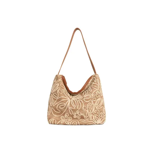 Kikawa Card Ткань Тоут Сумка Сумка для покупок Сумка на плечо Средний Женская Коричневая