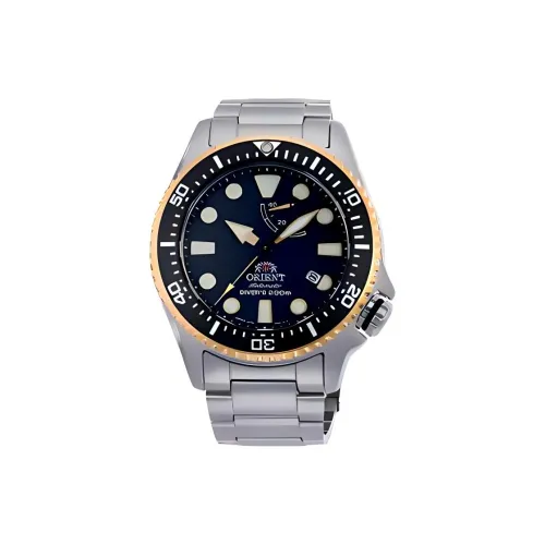 ORIENT Автоматический Ручной Механизм Нержавеющая Сталь Ремешок Часы 51 мм Мужские Часы Синий Циферблат