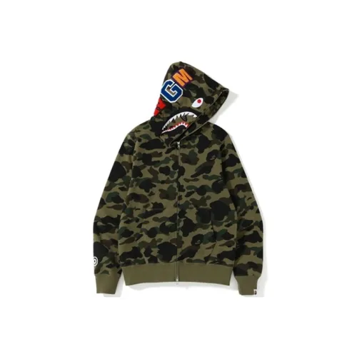 A BATHING APE Shark Series Свитшот Мужской Камуфляж Зеленый