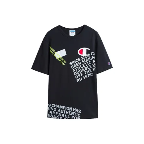 Champion Straight Fit T-Shirt US Version Unisex Black Чемпион Прямой крой T-рубашка версия для США унисекс черный