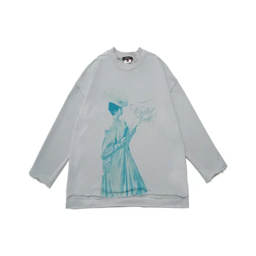 UNVESNO Круглый вырез Свободный крой Толстовка Unisex Light Синий