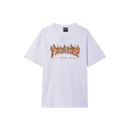 Thrasher T-Shirt Японская версия Унисекс Белый Оранжевый