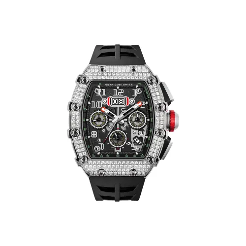 GEYA Kings Series Автоматический Механический Механизм Силиконовый Ремешок Часы Мужские Черный Циферблат