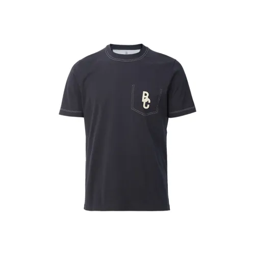 BRUNELLO CUCINELLI Темно-синие мужские футболки T