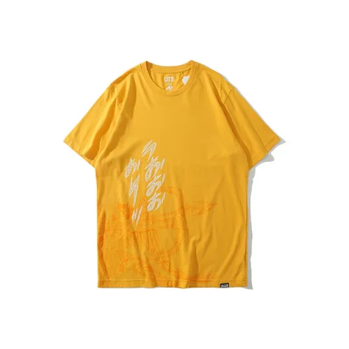 UNIQLO Прямой крой T-рубашка унисекс желтая