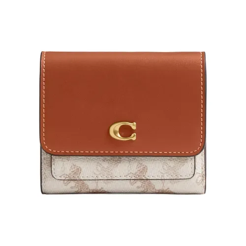 COACH Mira Покрытый холст телячья кожа кошелек маленький женский мел серый и коричневый