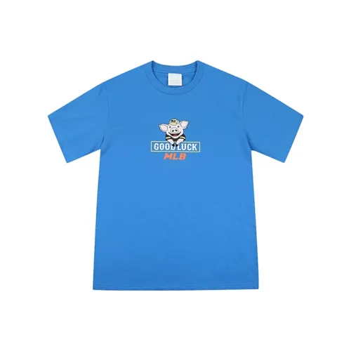 Mlb Base Logo Year of the Dragon Limited Series T-Shirt Корейский стиль Унисекс Синий