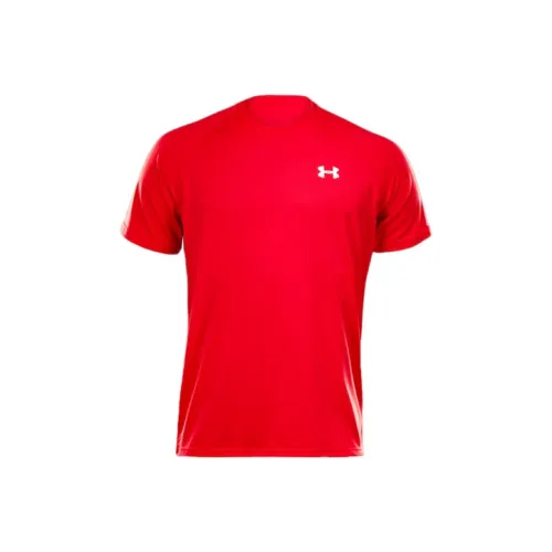 Under Armour Круглый вырез Свободный крой Прямой крой Короткий рукав Т-рубашка Мужская Красная