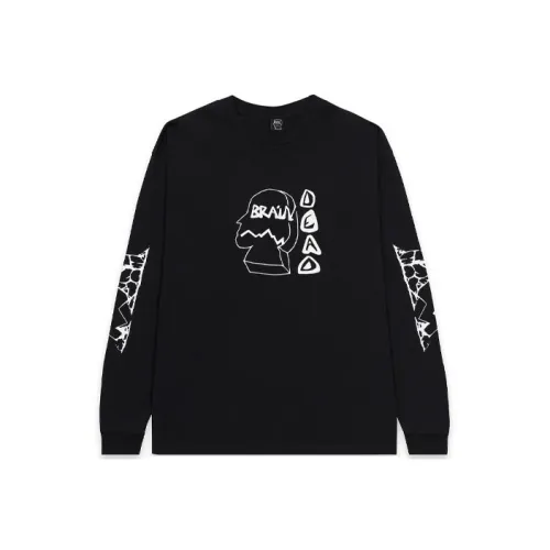 Brain Dead Прямой крой Длинный рукав Т-рубашка Мужская Черная