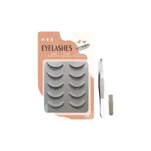 JIAOXUEFEI Natural Handcrafted Glue Бесплатно Искусственные ресницы 5 пар комплект 01 Natural Dense Style Клей Версия