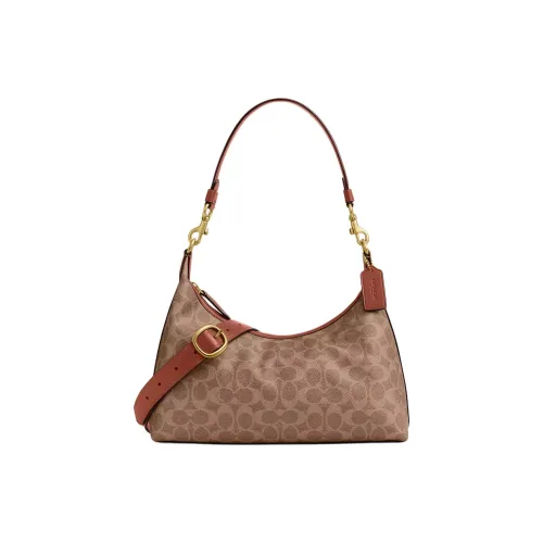 COACH Juliet Покрытый холст с телячьей кожей сумка на плечо большая женская карамель