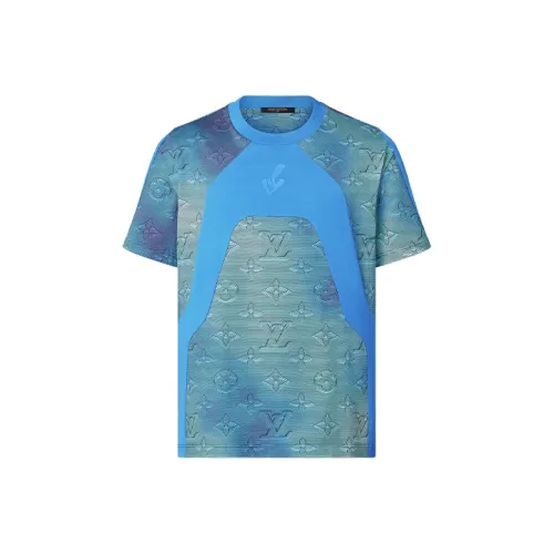 LOUIS VUITTON Новые ежеквартальные продукты LV Синий Мужской T Рубашки