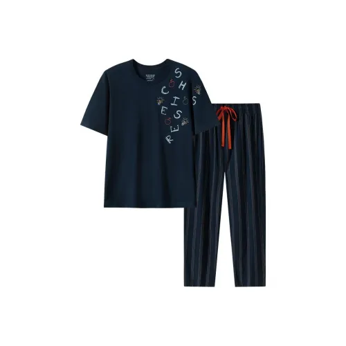 Shuya Pajama Набор Мужской Королевский Синий