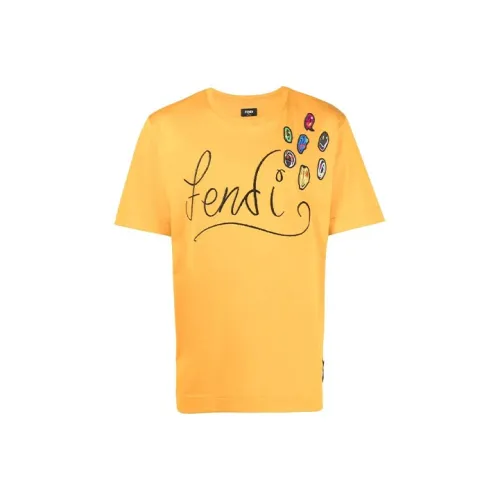 Fendi Желтые Мужские T-рубашки