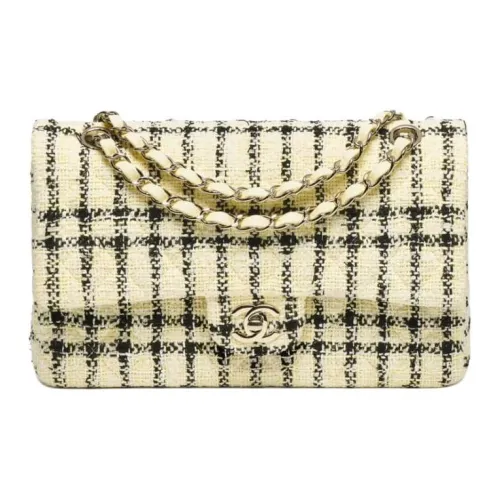 CHANEL Твидовая сумка через плечо Стандартная Женская Светло-желтая и Черная