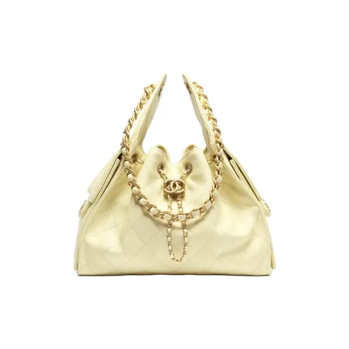 CHANEL 25Bag Зернистая кожа личи Коровья кожа Хобо Сумка Сумка Маленькая Женская Светло-желтая