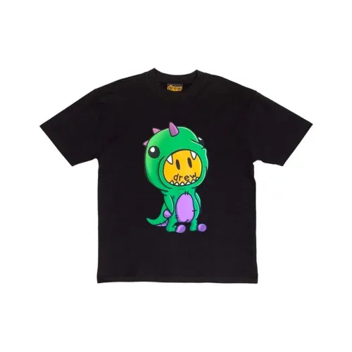 Drew House Smiley Face Collection Dinosaur Collection T-Shirt Unisex Black