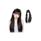 Длинные прямые волосы - 55 см, коричнево-черный цвет