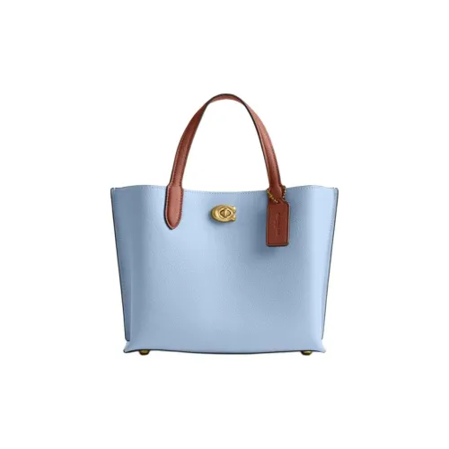 COACH Willow Кожа Тоут Сумка Сумка для покупок Сумка среднего размера Женская Синяя