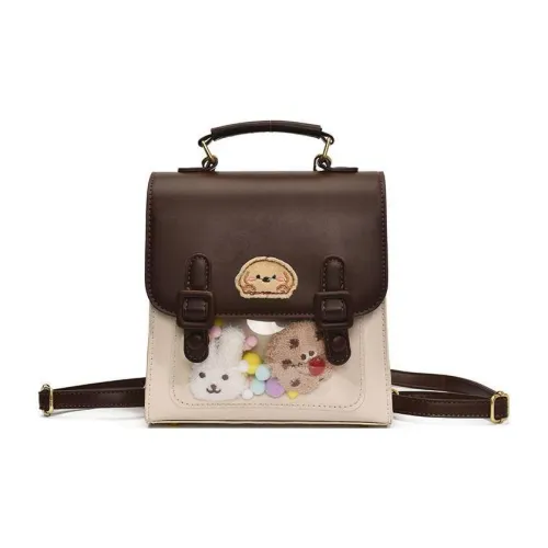 PINK·LAND ПУ (полиуретан) Рюкзак Стандартный Женский Светлый Кофейный Кофейный Экрю Черный