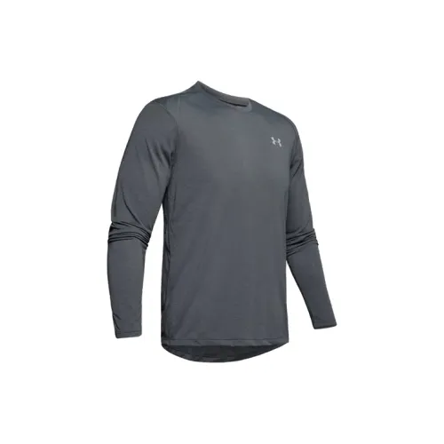Under Armour Прямой крой Длинный рукав Т-рубашка Мужская Серый