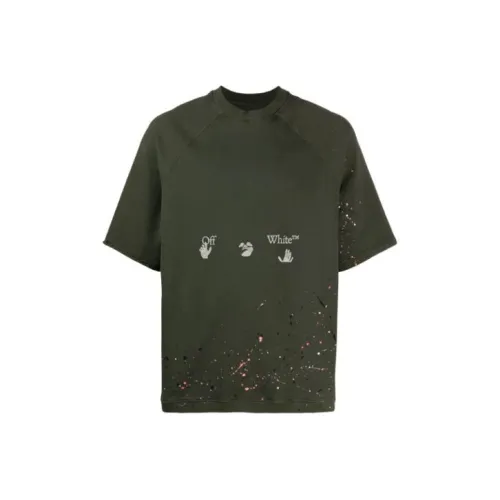 Off Белый SS21 Армейский зеленый Мужская T-рубашка