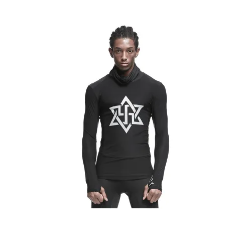 NORVINCY Дышащая Техническая Трикотажная Длинно-Рукавная Рубашка для Тренировок Мужская Черная