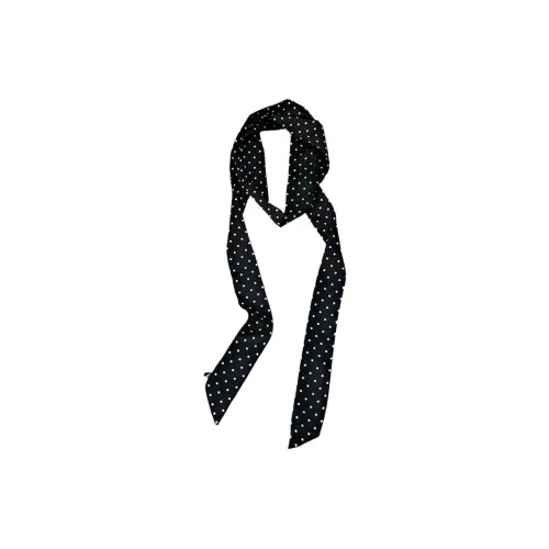 Mr. Shang Хлопковый шелк Шарфы Женские Гороховый узор Черный And Гороховый узор Белый