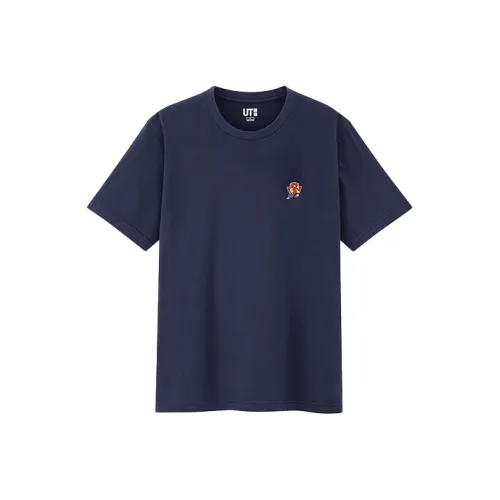 UNIQLO Прямой крой T-рубашка унисекс темно-синий