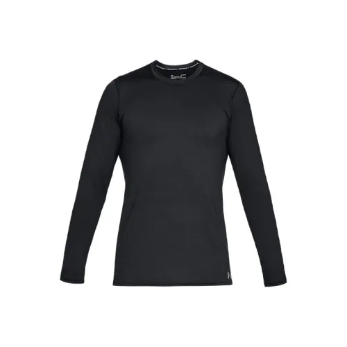 Under Armour Прямой крой Длинный рукав Т-рубашка Мужская Черная