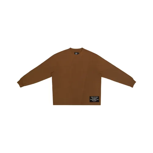 P.M.W Прямой крой Длинный рукав Т-рубашка Мужская Коричневый Красный