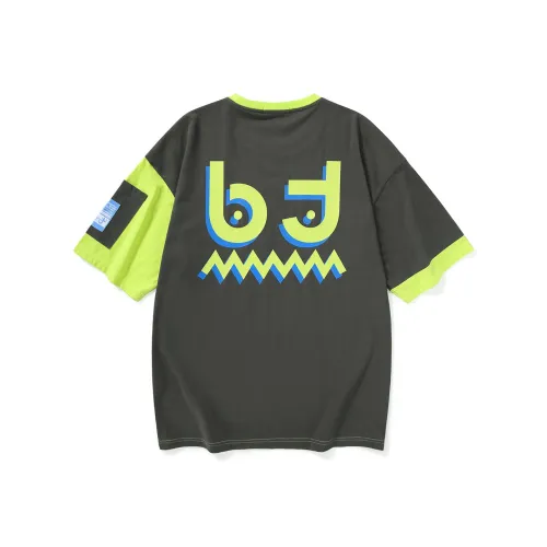 BT Прямой крой рукав длиной до локтя футболка унисекс темно-серый