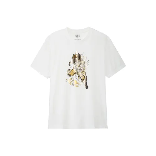 UNIQLO Прямой крой T-рубашка унисекс белого цвета