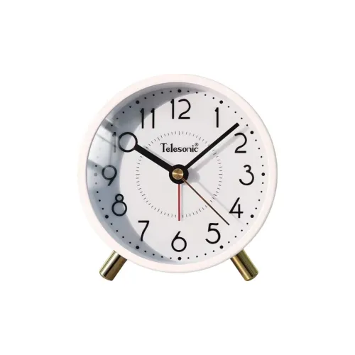TELESONIC Механизм с плавным ходом секундной стрелки Будильник Унисекс Белый