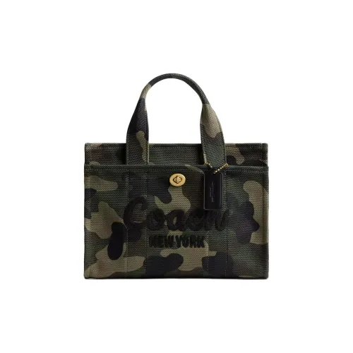 COACH Canvas Сумка Тоут Сумка Сумка для покупок Сумка среднего размера Женская Латунь и Многоцветный зеленый