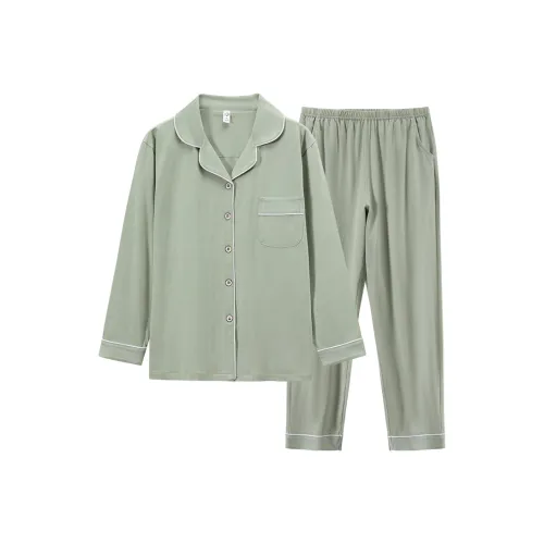 Пижамный комплект Cotton Gene женский ванильный зеленый