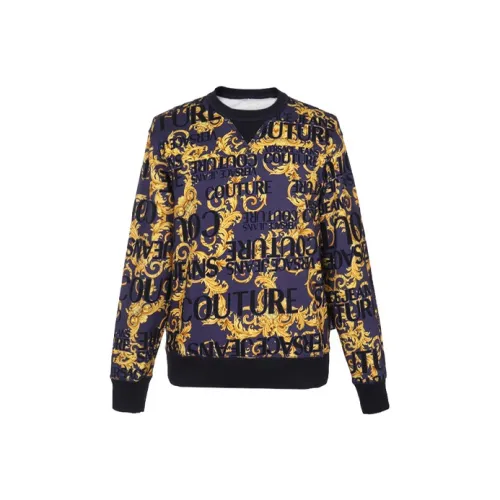 VERSACE JEANS COUTURE Круглый вырез Свитшот Мужской Синий Фиолетовый