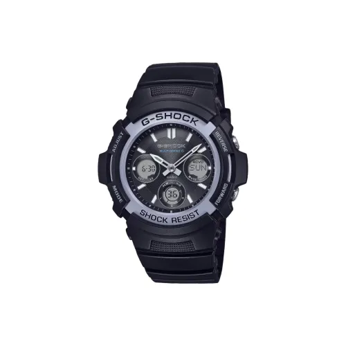 CASIO Liquid Crystal Analog Dual Display Series Солнечный Кварцевый механизм Смольный ремешок Часы Унисекс Черный циферблат