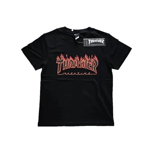 Thrasher Прямой крой T-рубашка Японская версия Унисекс