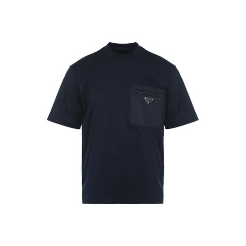 PRADA Темно-синие мужские футболки T