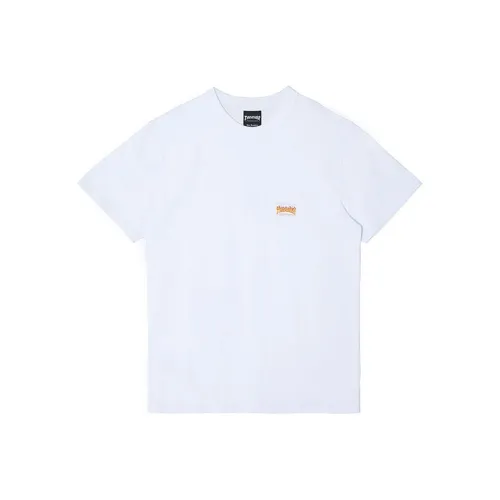 Thrasher Прямой крой T-рубашка Японская версия Унисекс Белый