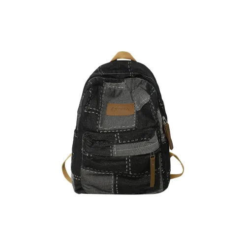 H YXIANG Denim Backpack Standard Unisex Black Blue H YXIANG Деним Рюкзак Стандартный Унисекс Черный Синий