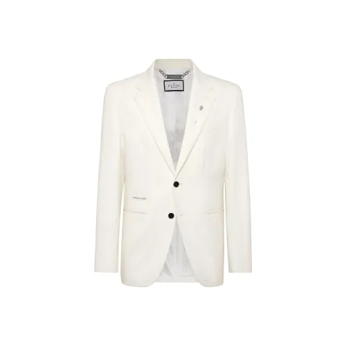 PHILIPP PLEIN SS25 Бизнес-костюм Пальто Мужской Белый