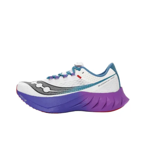 Saucony Endorphin Pro 4 Амортизация Устойчивость к истиранию Поддержка Низкий Топ Беговые кроссовки Женские Белые