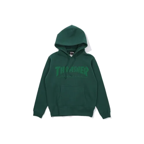 Thrasher С капюшоном Стандартный Свитшот Японская версия Унисекс Зеленый