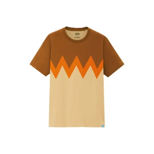 UNIQLO Прямой крой T-рубашка унисекс бежевого цвета