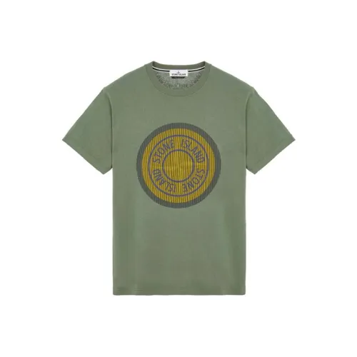 STONE ISLAND Оливково-зеленая унисекс футболка T