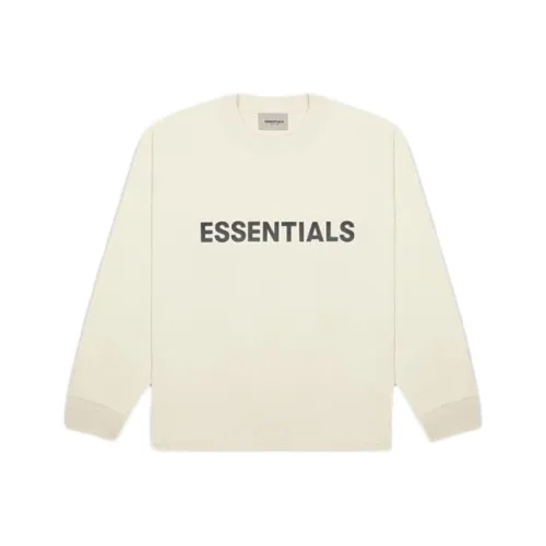 Fear Of God Essentials SS20 Аппликация Boxy Длинный рукав Т-рубашка Т-рубашка Унисекс Крем