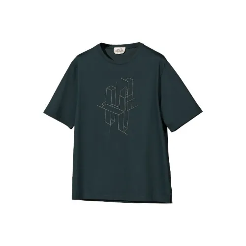 HERMES FW21 T Рубашка Мужская Нефтяной Синий