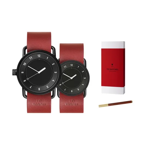 TID WATCHES Наручные часы Кварцевый механизм Кожаный ремешок Черный циферблат Унисекс